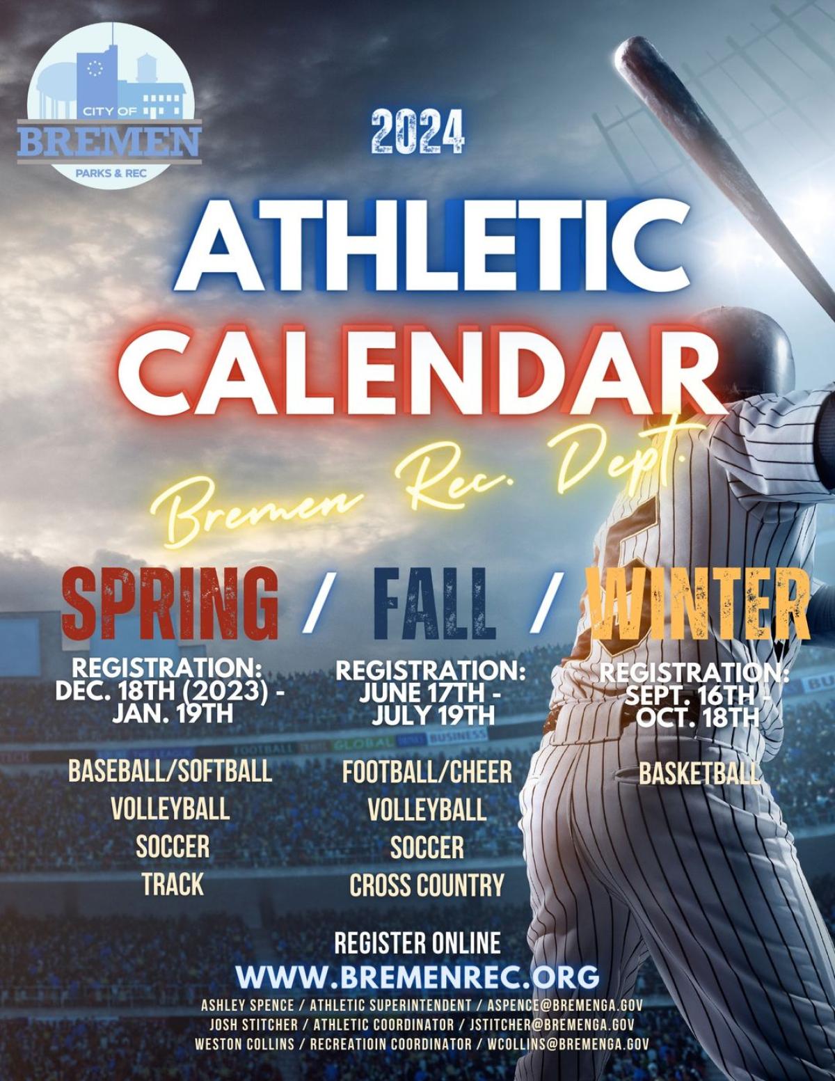 Athletic Calendar 2024